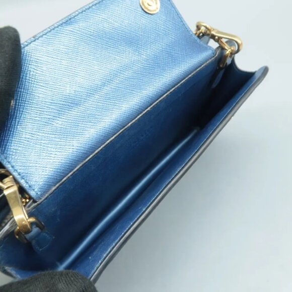 100% Authentic Prada Blue Leather Shoulder Bag 613-07524 - Picture 10 of 12